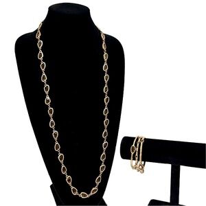 🌟🌟 SALE🌟🌟 CHICO’s | Hammered Gold Topaz Crystal Necklace & Bracelet SET | NWT